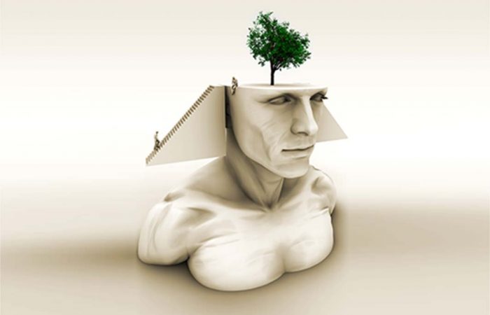 Brain Art - pharoah sphinx head with tree coming out of head